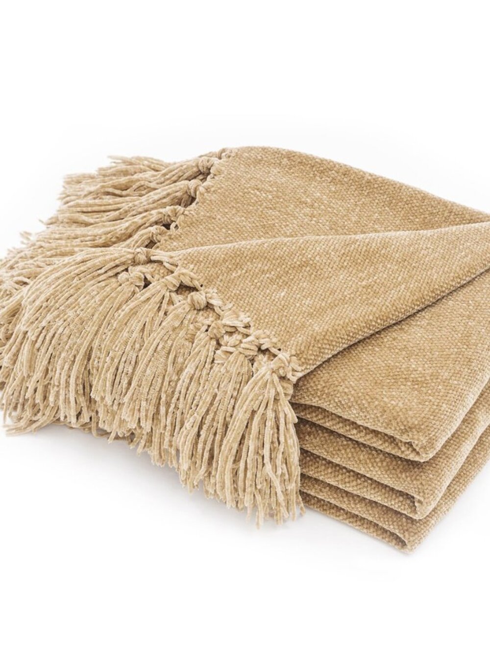 Chenille Throw Blanket for Couch, 50"x60", Beige